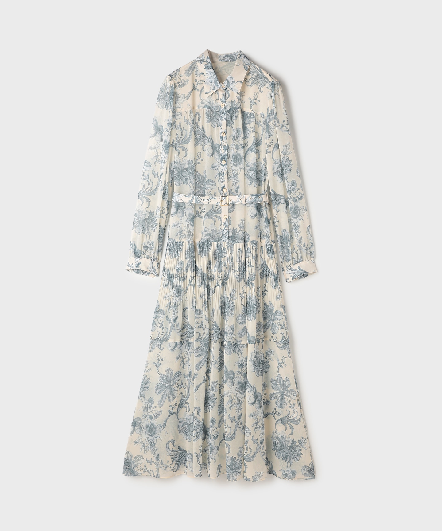 フラワープリントプリーツワンピース