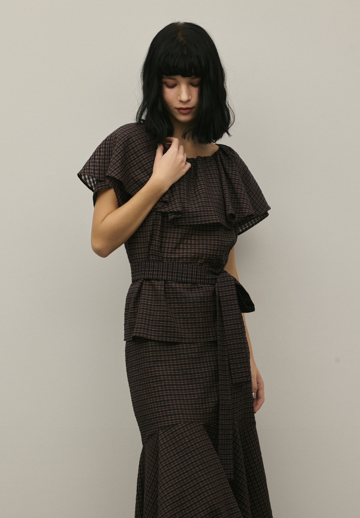 チェックケープBL