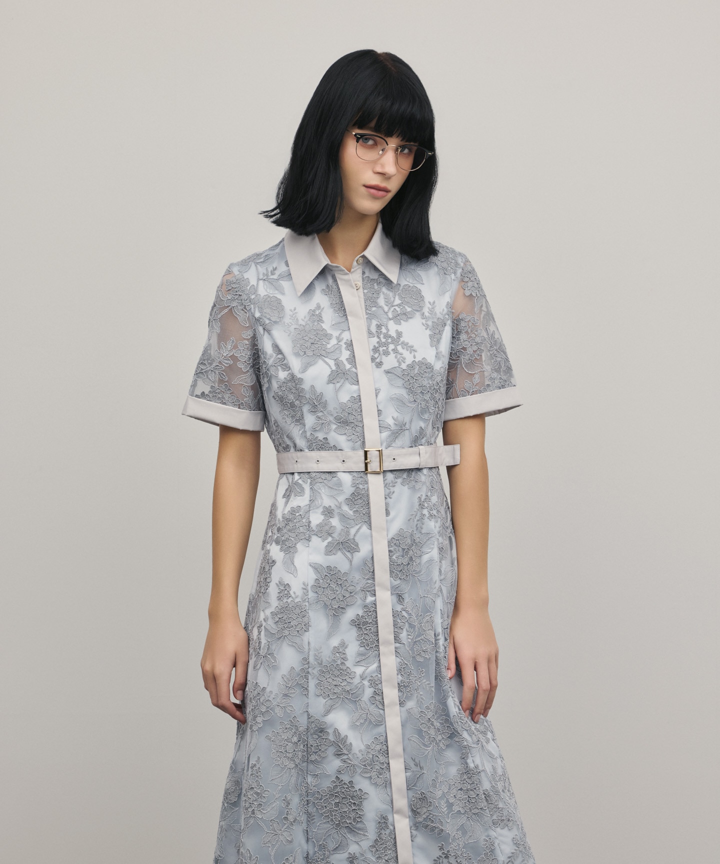 グレースコンチネンタル　フラワーコード刺繍ワンピース