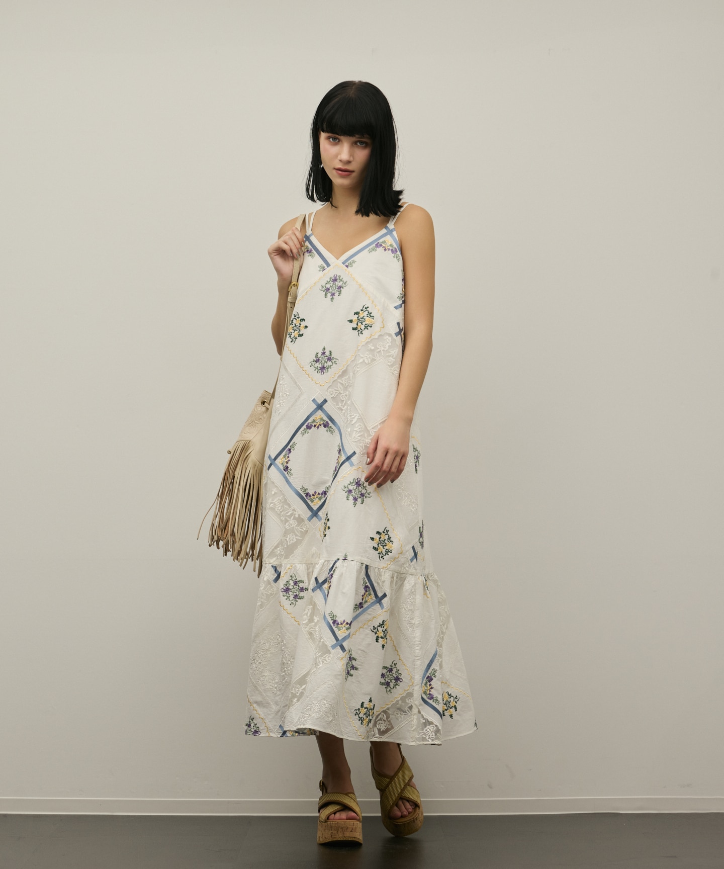 グレースコンチネンタル ハンカチパッチワークキャミワンピース